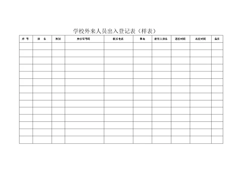 学校外来人员出入登记表