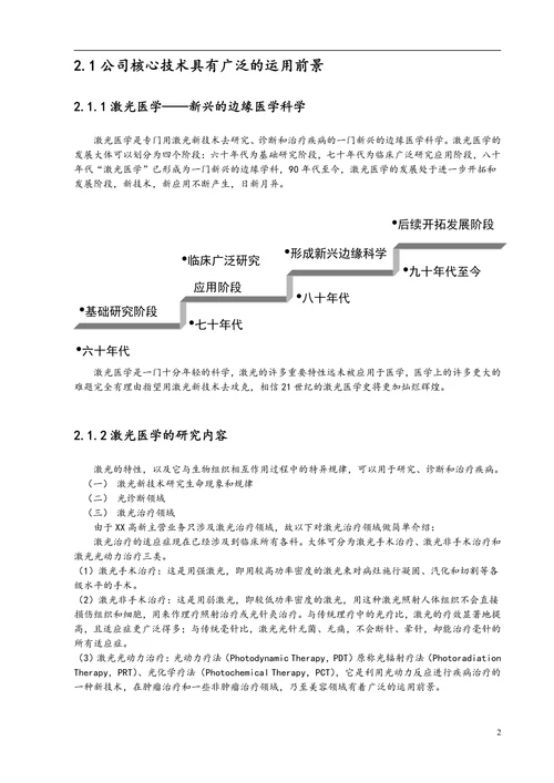 XX医疗保健用品公司激光医疗项目商业计划书