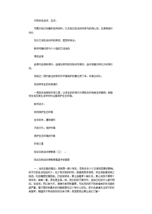 综合总结实践活动课教案20个版