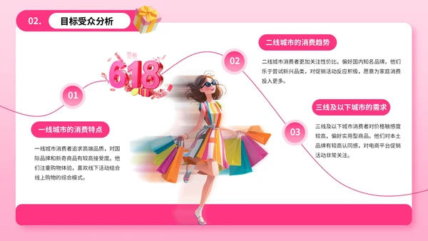 玫红色3D风618狂欢购物节营销策划案PPT模板
