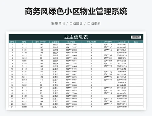 商务风绿色小区物业管理系统