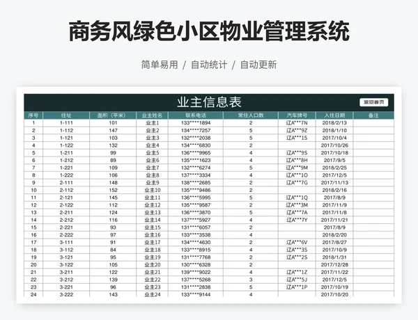 商务风绿色小区物业管理系统