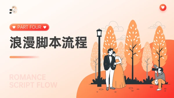 红橙色插画风七夕浪漫约会策划PPT模板