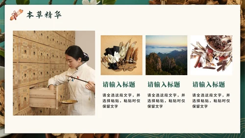 绿色高级中国风中医中药传统文化科普PPT模板