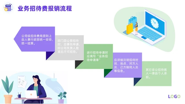 紫色淡蓝色插画简约商务财务费用报销制度财务管理培训PPT课件