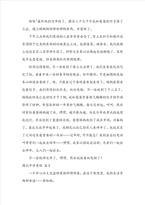 周记高中寒假