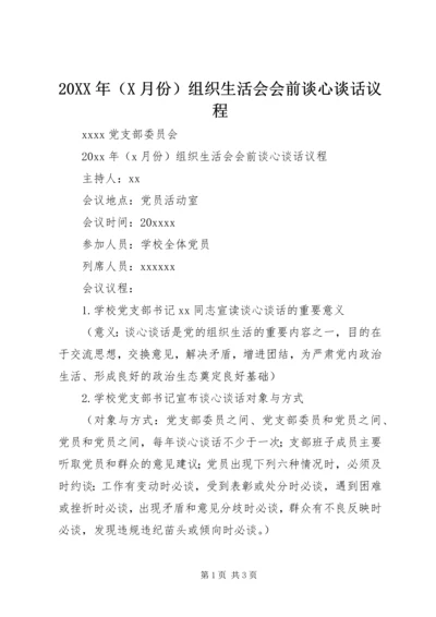 20XX年（X月份）组织生活会会前谈心谈话议程.docx