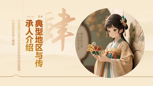 黄色国风非遗衍纸艺术的魅力PPT模板
