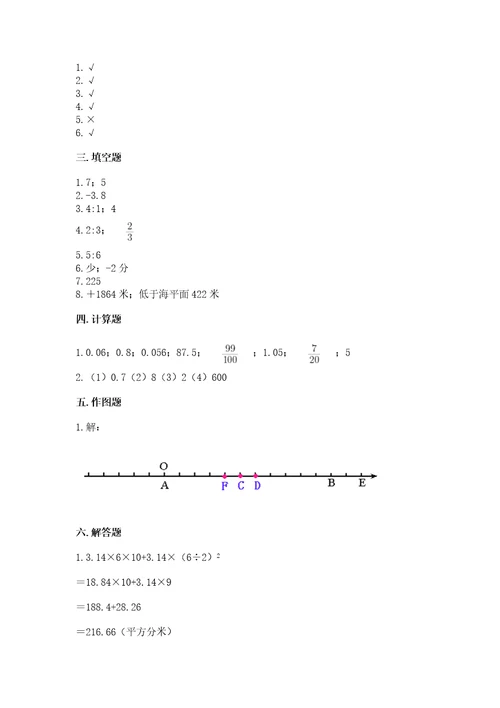 小学六年级下册数学期末卷带答案（模拟题）