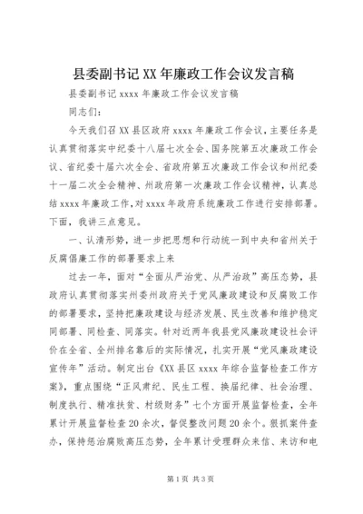 县委副书记XX年廉政工作会议发言稿 (2).docx