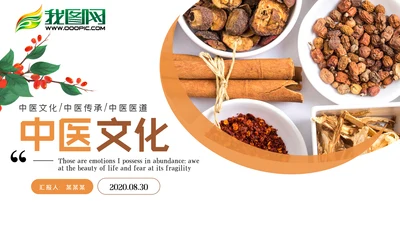 简约中国传统中医中药文化汇报PPT模板