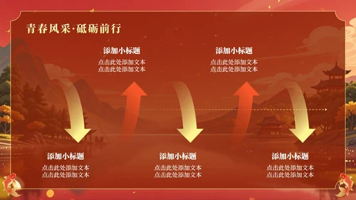 红黄色中国风毕业季锦鲤升学宴主题PPT模板