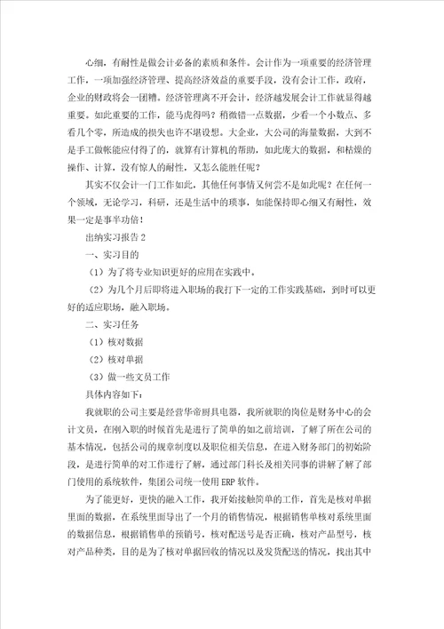 出纳实习报告精选15篇