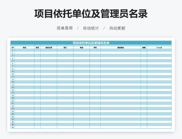 项目依托单位及管理员名录