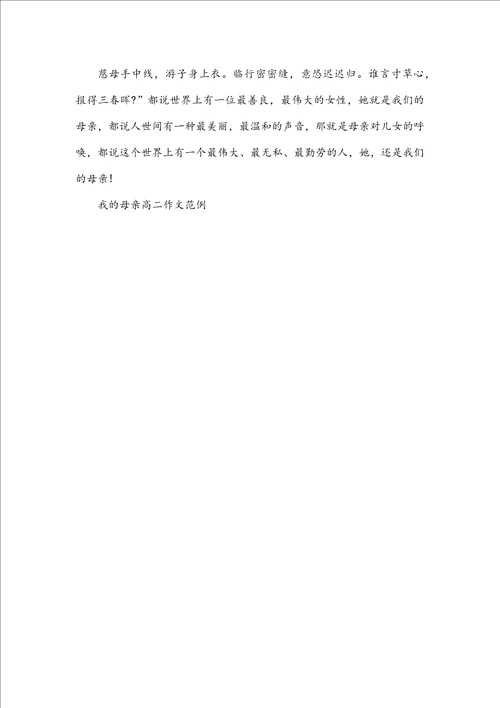 我的母亲高二作文范例