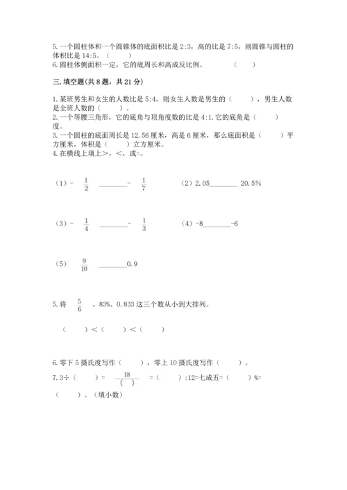 人教版六年级下册数学期末测试卷含答案【预热题】.docx