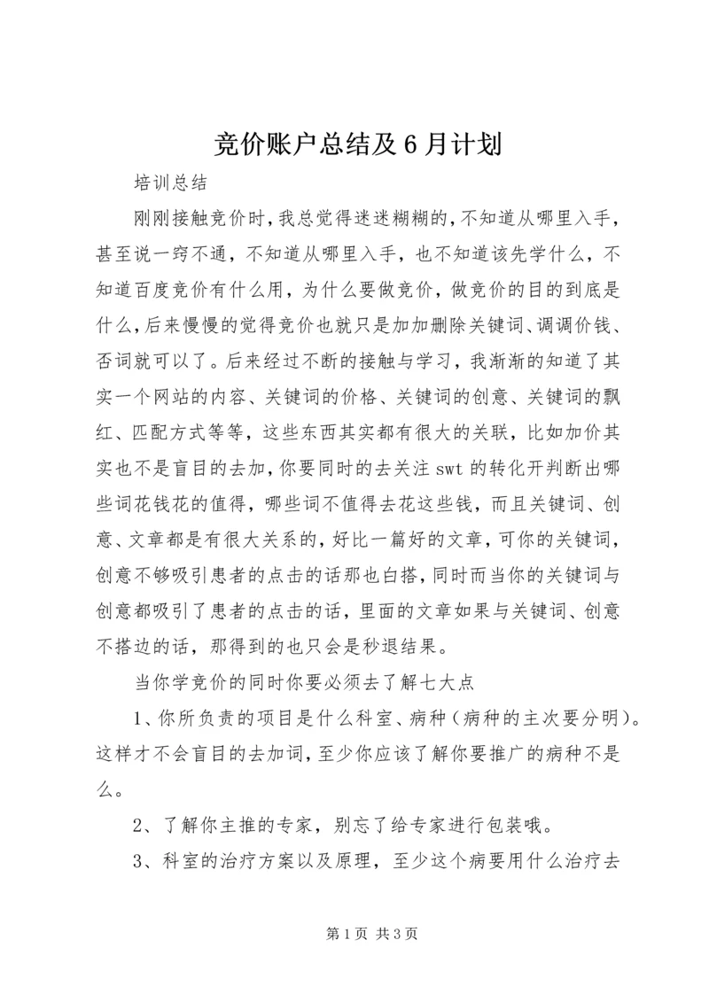 竞价账户总结及6月计划 (4).docx