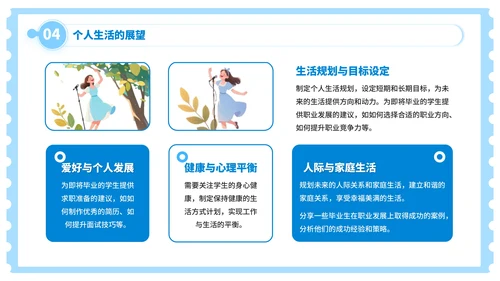 蓝色插画风毕业季：青春的印记，未来的憧憬PPT模板