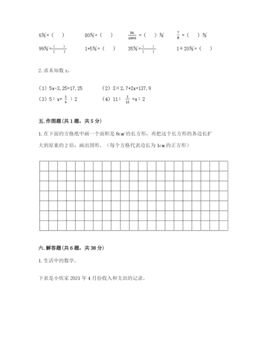 当涂县六年级下册数学期末测试卷（各地真题）.docx