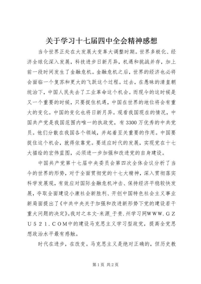 关于学习十七届四中全会精神感想.docx