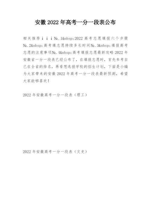 安徽2022年高考一分一段表公布.docx