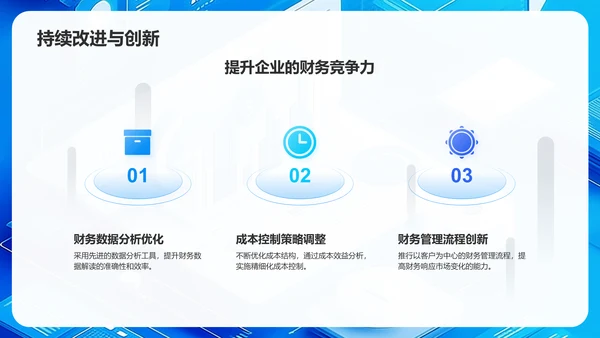 蓝色3D风年度财务报告PPT模板