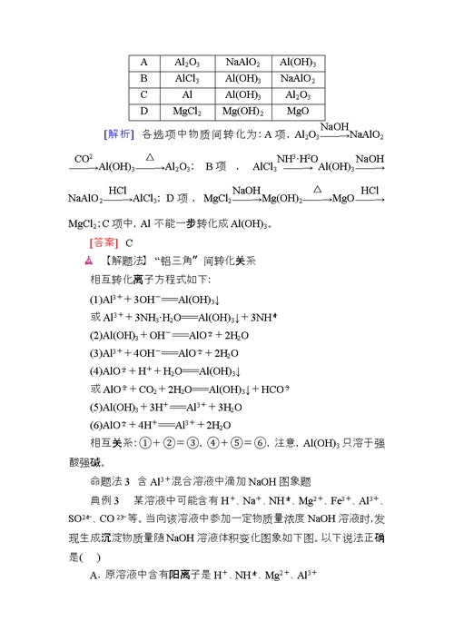 高考化学一轮复习专题十四镁、铝及其化合物考点二镁、铝化合物的性质及应用教学案