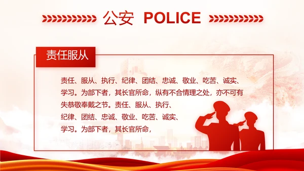红色大气公安民警述职报告动态PPT模板