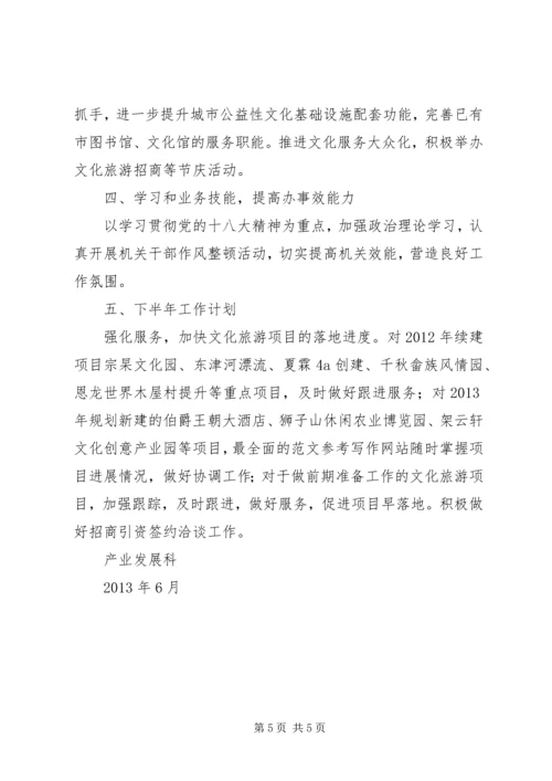 产业发展科上半年工作总结.docx