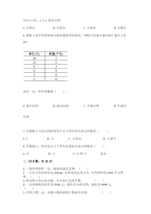 小学六年级数学摸底考试题【模拟题】.docx