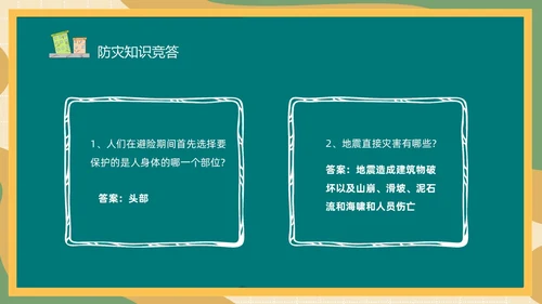 防震减灾绿色清新黑板风卡通儿童512全国防灾减灾日汶川地震十五周年