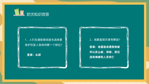 防震减灾绿色清新黑板风卡通儿童512全国防灾减灾日汶川地震十五周年