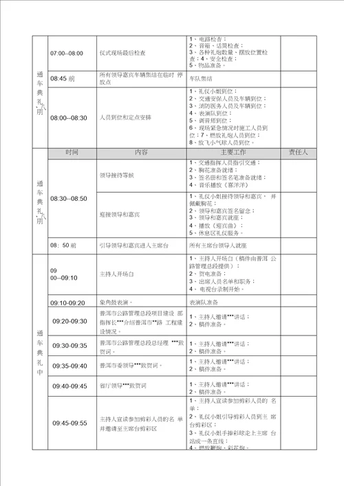 公路通车典礼仪式策划方案预案