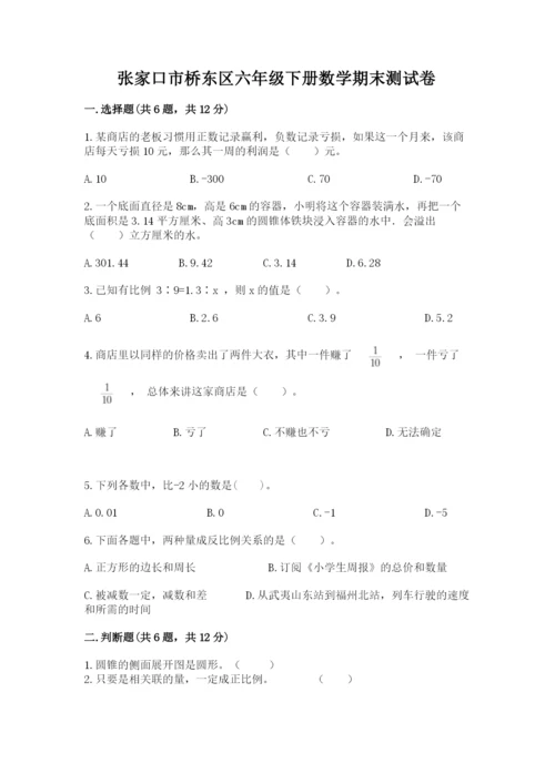 张家口市桥东区六年级下册数学期末测试卷附答案.docx