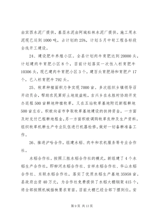 县政府重点工作进展情况汇报.docx