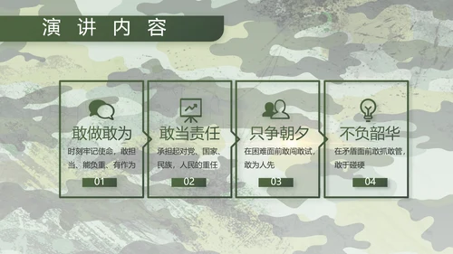 迷彩风退伍老兵拥军计划动态PPT模板