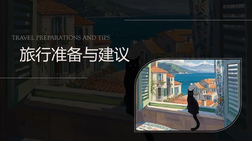 黑灰色简约风欧洲旅游攻略PPT模板