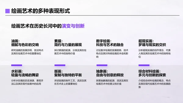 紫色文艺简约艺术学专业介绍PPT模板