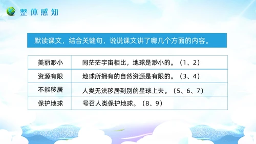 蓝色插画小学语文六年级教案PPT课件只有一个地球PPT模板小学语文六年级上册课件