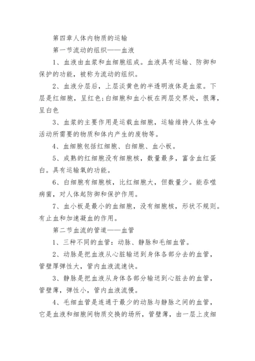 初中七年级下册生物知识点总结人教版_生物知识点总结.docx