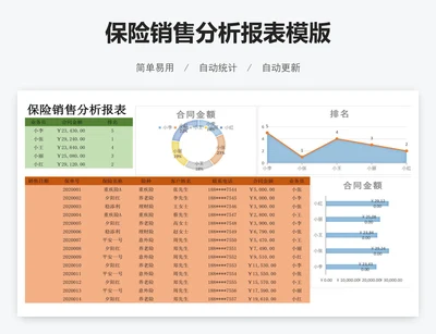 保险销售分析报表模版
