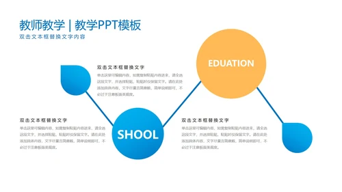 蓝色扁平插画风教学模板PPT模板