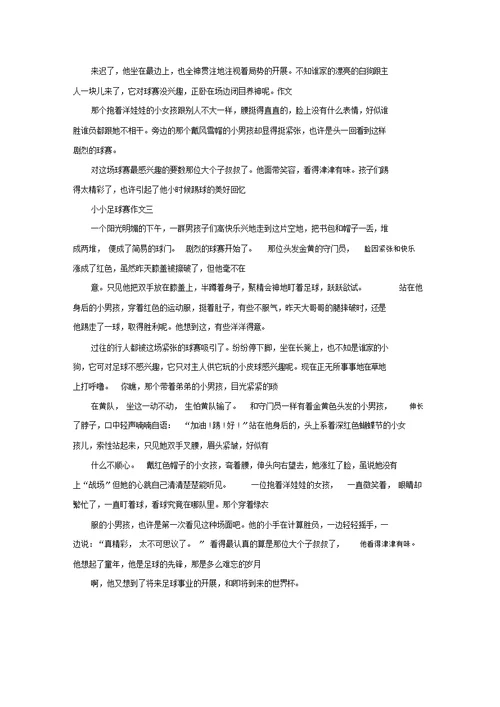五年级第二单元作文小小足球赛精选