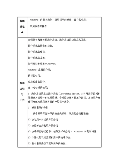 计算机应用基础课程教案-2015教学材料