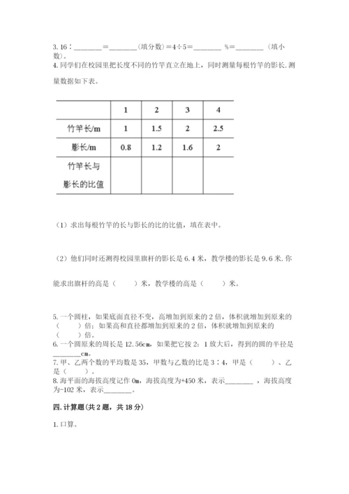 北师大版小学六年级下册数学期末综合素养测试卷及完整答案【全优】.docx