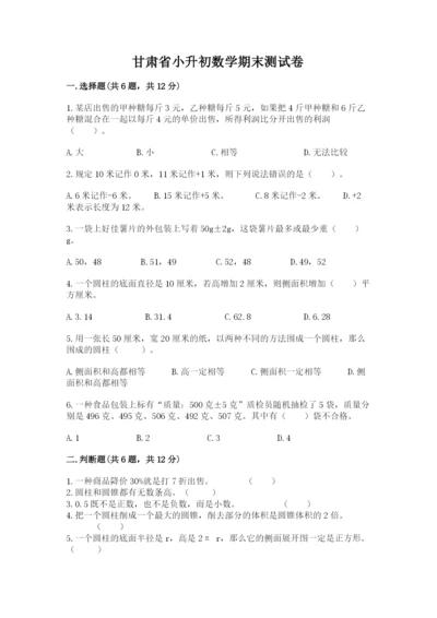 甘肃省小升初数学期末测试卷（word）.docx