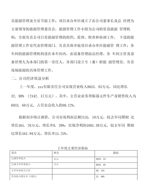 年产值12300万元谐振器元件项目可行性研究报告