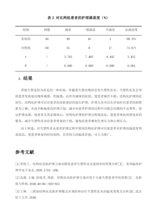 结构化皮肤护理方案对降低患者失禁性皮炎患病率的应用效果.docx