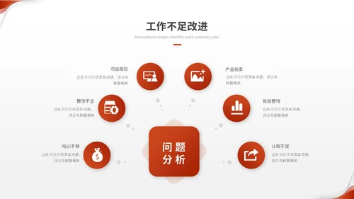 红色简约翻转月度工作总结工作汇报工作计划ppt模板