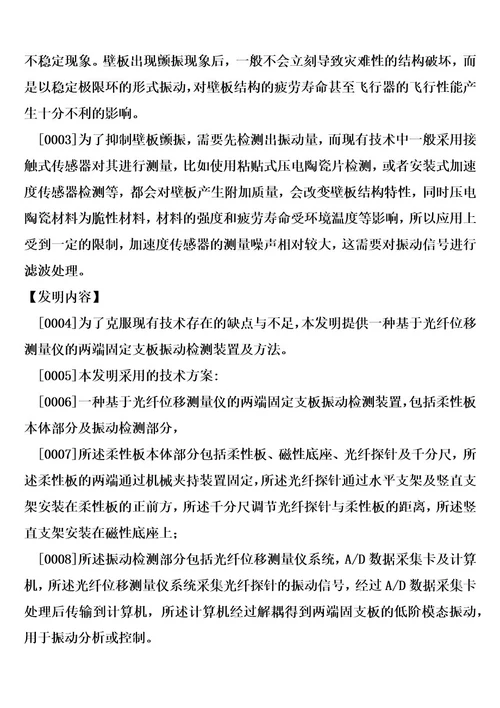 基于光纤位移测量仪的两端固定支板振动检测装置及方法